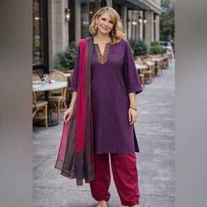 💗 Handpicked Silk Salwar Kameez Set from India – Size 42 💗